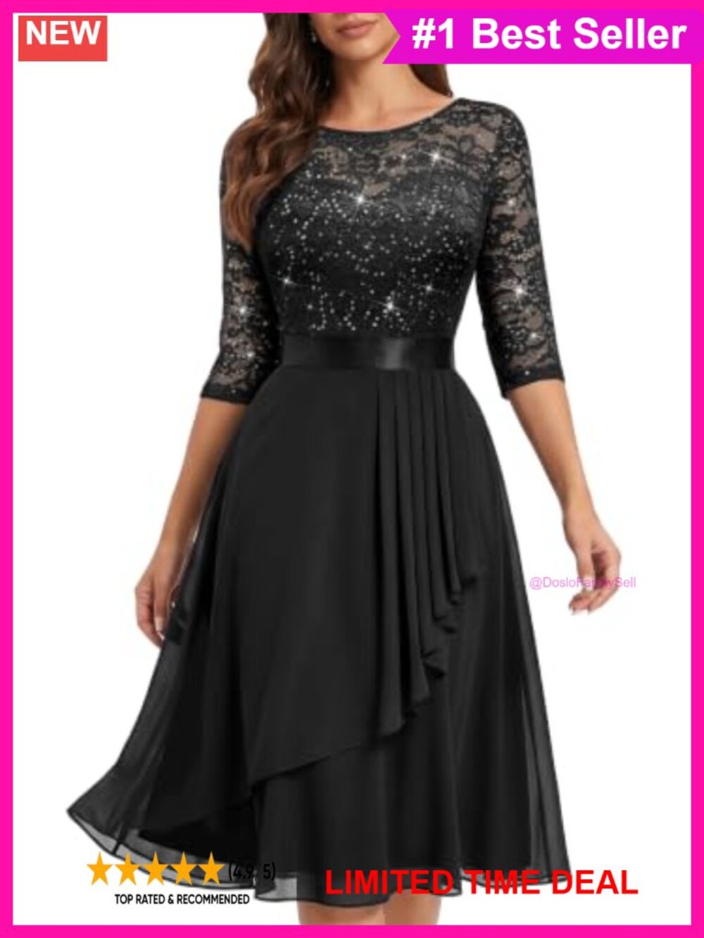 Sequin Lace A-Line Wedding Dress Ruffle Hem Knee-Length
